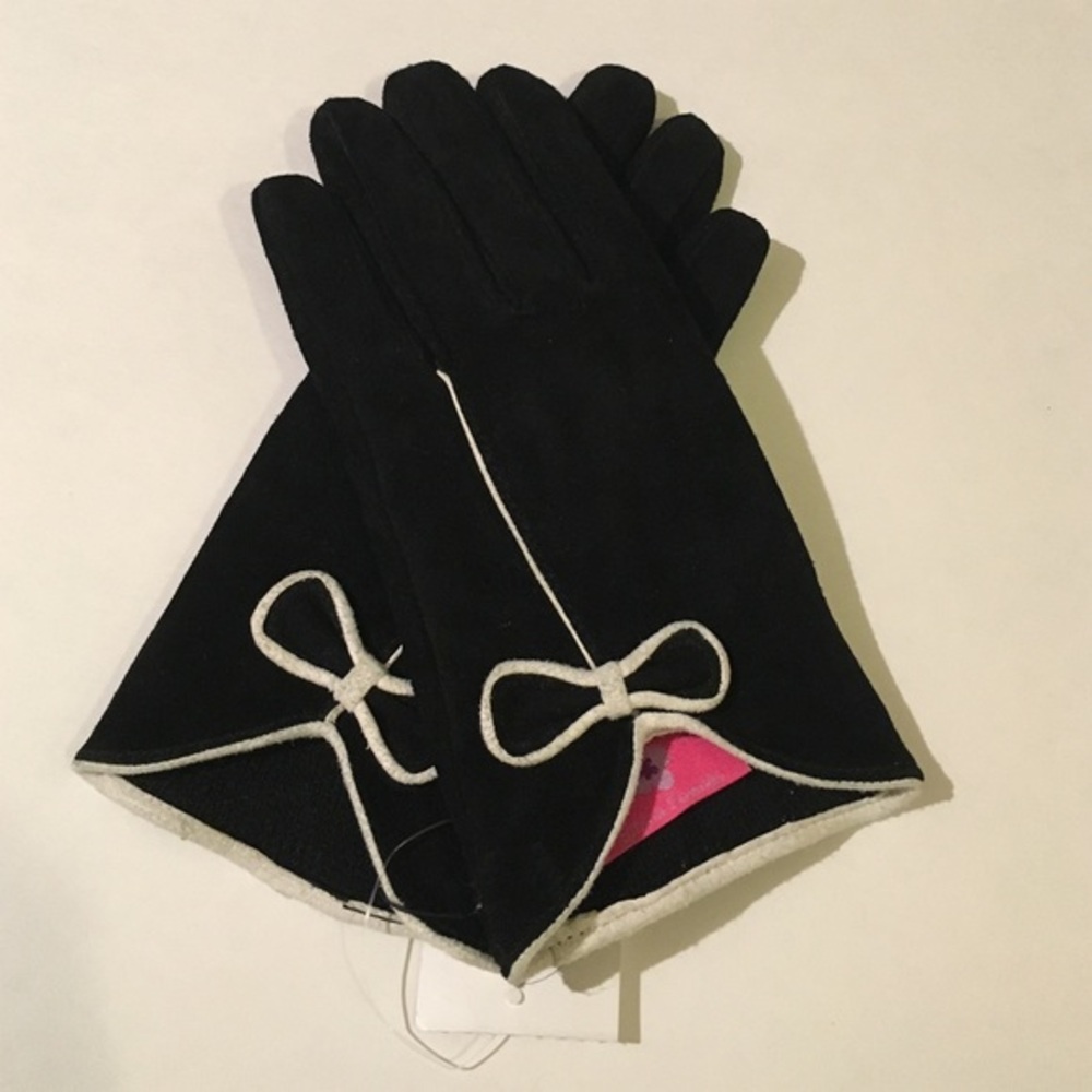 EMMA FOWNES 100% Leather Gloves with Bow Detail